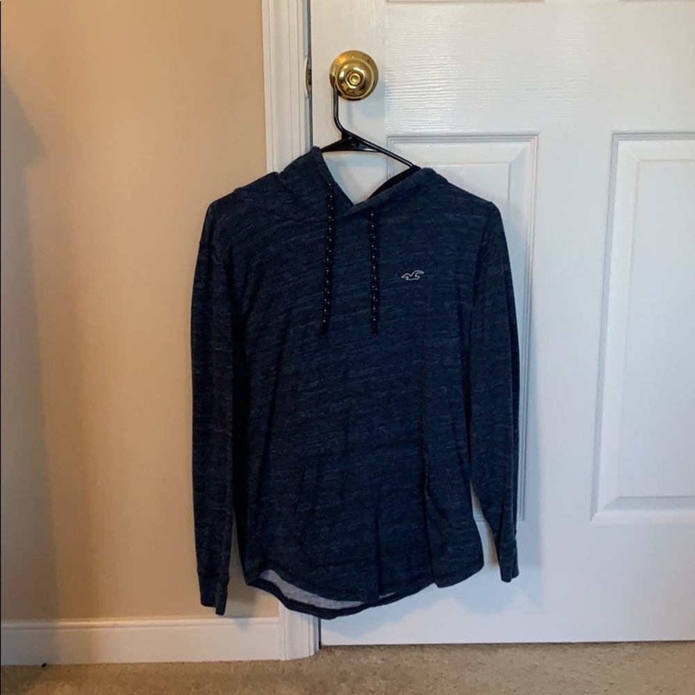 Lightweight dark heather blue hoodie.
